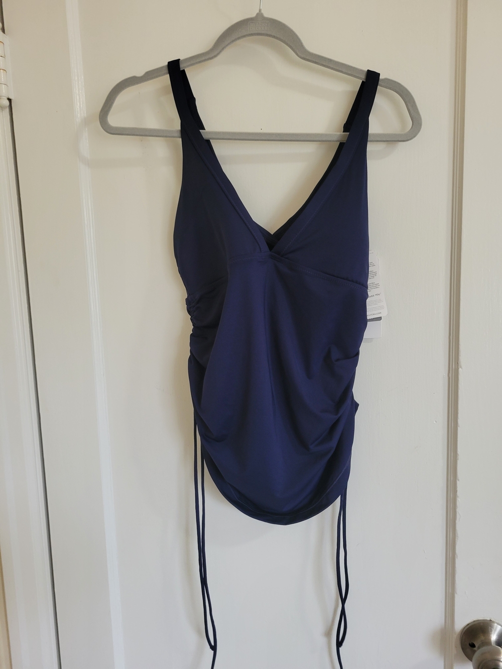 NWT Athleta Side Scrunch Tankini Top, Dress Blue Size Large